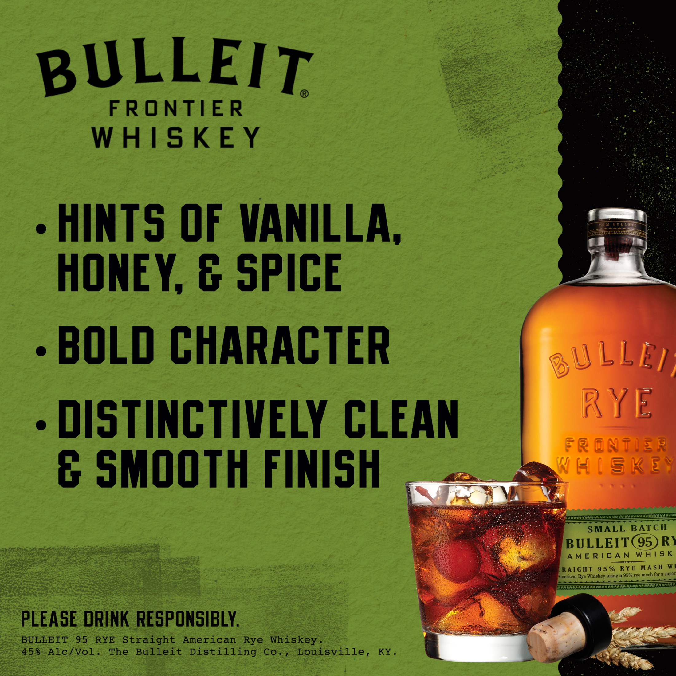 Bulleit 95 Rye Whiskey, 750 mL Glass Bottle, 45% ABV - image 2 of 9