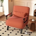 thumbnail image 2 of Daluvenix 4 in 1 Convertible Sofa Bed Sleeper Chair with a Pillow, 5 Position Modern Single Person Chaise Lounge Couch , Linen Folding Bed for Living Room Office, Orange, 2 of 9