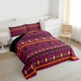 thumbnail image 3 of Homewish Boho Aztec Full Size Comforter Sets,Western Cowboy Dreamcatcher Bedding Comforter Set,Deeppurple Orange Bedding Sets For Adult,Microfiber Bedroom Decor Reversible,3-Piece, 3 of 8