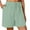 Green, variant on WIZUTIZ Women Bermuda Shorts Long Leisure Wide Leg Sports Loose Shorts High Rise Solid Shorts Above the Knee with Pockets Drawstring Trousers for Lady Breathable Beach Multi-Color Linen