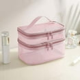 thumbnail image 6 of Makeup Cosmetic Bag Container Waterproof Double Zipper PU TPU for Toiletries Pink, 6 of 8