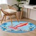 thumbnail image 5 of Summer Coastal Round Living Room Rugs 3.3 ft, Ocean Red Squid Blue Starfish Nautical Coral Washable Area Rug with Non-Slip Sturdy Edge Binding Round Front Door Mat Floor Carpet for Entryway, 5 of 9