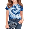 thumbnail image 2 of LJEFF Girls Tie Dye Short Sleeve T-Shirt, Crew Neck Casual Gradient Print Soft Lightweight Kids Summer Tee Blue Size 6, 2 of 5