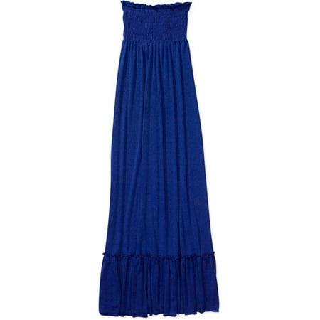 smocked strapless maxi
