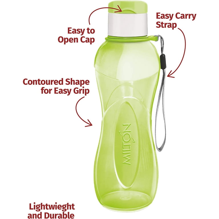 MILTON 6-Pc Reusable Water Bottles Bulk Pack 12 Oz Plastic Bottles with  Caps, Multicolor