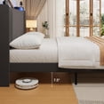 thumbnail image 5 of Queen Upholstered Platform Bed Frame with Charging Station & LED Lights – Wingback Headboard, Wood Slat Support, Noise-Free, No Box Spring Needed, Dark Gray, 5 of 8