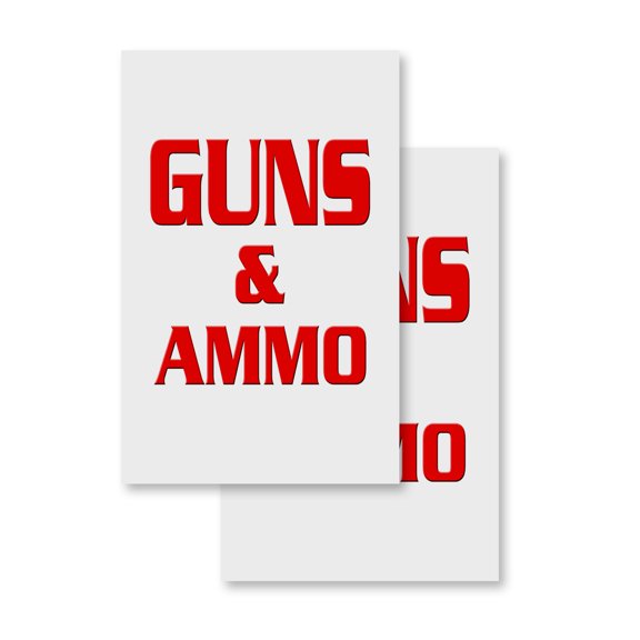 Guns & Ammo (2-PACK) 24" x 36" Vinyl Decals | Sign Insert Peel & Stick Decals Stickers Window Signs