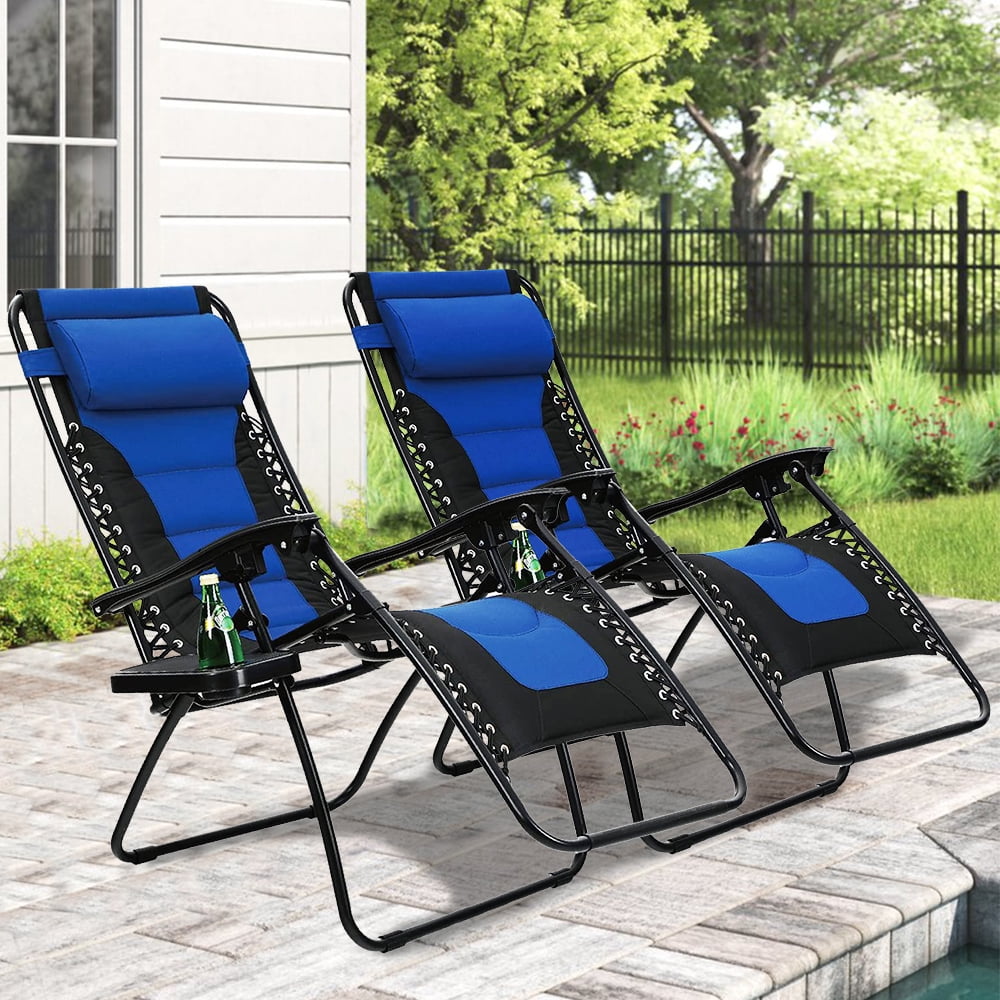 1/2 Heavy Duty Textoline Zero Gravity Reclining Garden Sun Lounger Chairs Chair 