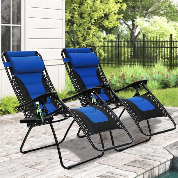 Captiva Designs Set of 2 Padded Zero Gravity Chair Heavy Duty Steel