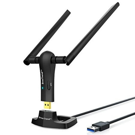 BrosTrend 1200Mbps Long Range USB WiFi Adapter; Dual Band 5GHz Wireless Network Speed 867Mbps, 2.4GHz 300Mbps; 2 X 5dBi Wi-Fi Antennas; USB 3.0; For Desktop, Laptop PC of Windows (Best Long Range Usb Wifi Adapter)