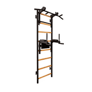BenchK 232 Black Wall bars with convertible steel 6-grip pull-up bar that can also be used as a barbell holder, and dip bar with back support