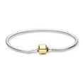 thumbnail image 2 of 925 Sterling Silver & Real 14kt Reflections Clasp Bead Chain Bracelet; 7 inch; for Adults and Teens; for Women and Men, 2 of 3