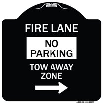 SignMission Designer Series Sign - Fire Lane Tow-Away Zone with Right Arrow | Black & White 18" X 18" Heavy-Gauge Aluminum Architectural Sign | Protect Your Business & Municipality |