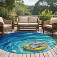 thumbnail image 5 of Funny Art Round Living Room Rugs 8 ft, Summer Elephant Swimming Blue Sea View Oil Painting Washable Large Area Rug with Non-Slip Sturdy Edge Binding Round Carpet for Dining Room Kitchen Office, 5 of 9