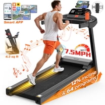 3HP Portable Folding Treadmill for Home&Office, LCD Display , 300 lbs Treadmill with Incline, 64 Programs, APP Control, Tablet Holder, 7.5MPH, Exercise Equipment for Walking, Jogging, Running