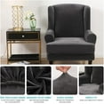 thumbnail image 5 of CJC Velvet Wingback Chair Sofa Slipcover 2 Pieces Plush Wing Chair Covers Arm Chair Cover Furniture Protector, 10 Colors, 5 of 9