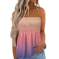 thumbnail image 2 of Strapless Tube Tanks for Women - Tie Dye Smocked Backless Sleeveless Casual Summer Blouses Pink S, 2 of 4