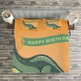 thumbnail image 3 of Ambesonne Dinosaur Quilted Bedspread Set 3 Pcs, Birthday Greetings Fun, Queen Size, Green Pale Green Orange, 3 of 3