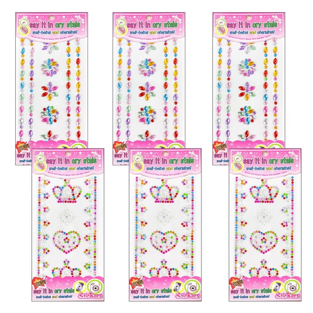 Craft Gems - Pegatinas autoadhesivas con diamantes de imitación para manualidades, varias formas, tamaños y colores (6 hojas) Zhivalor BST3014097-3