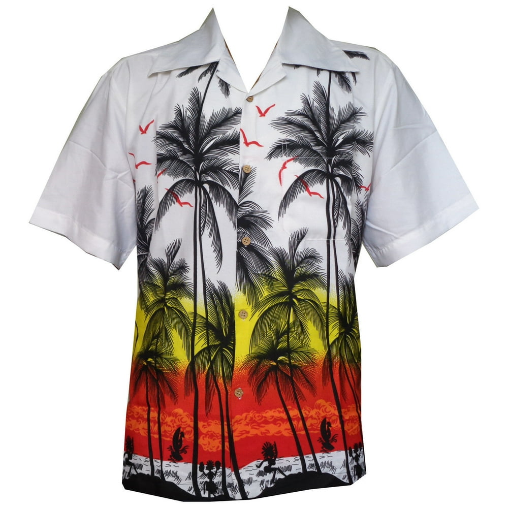 Alvish - Hawaiian Shirt Mens Coconut Tree Print Beach Camp Party Aloha ...