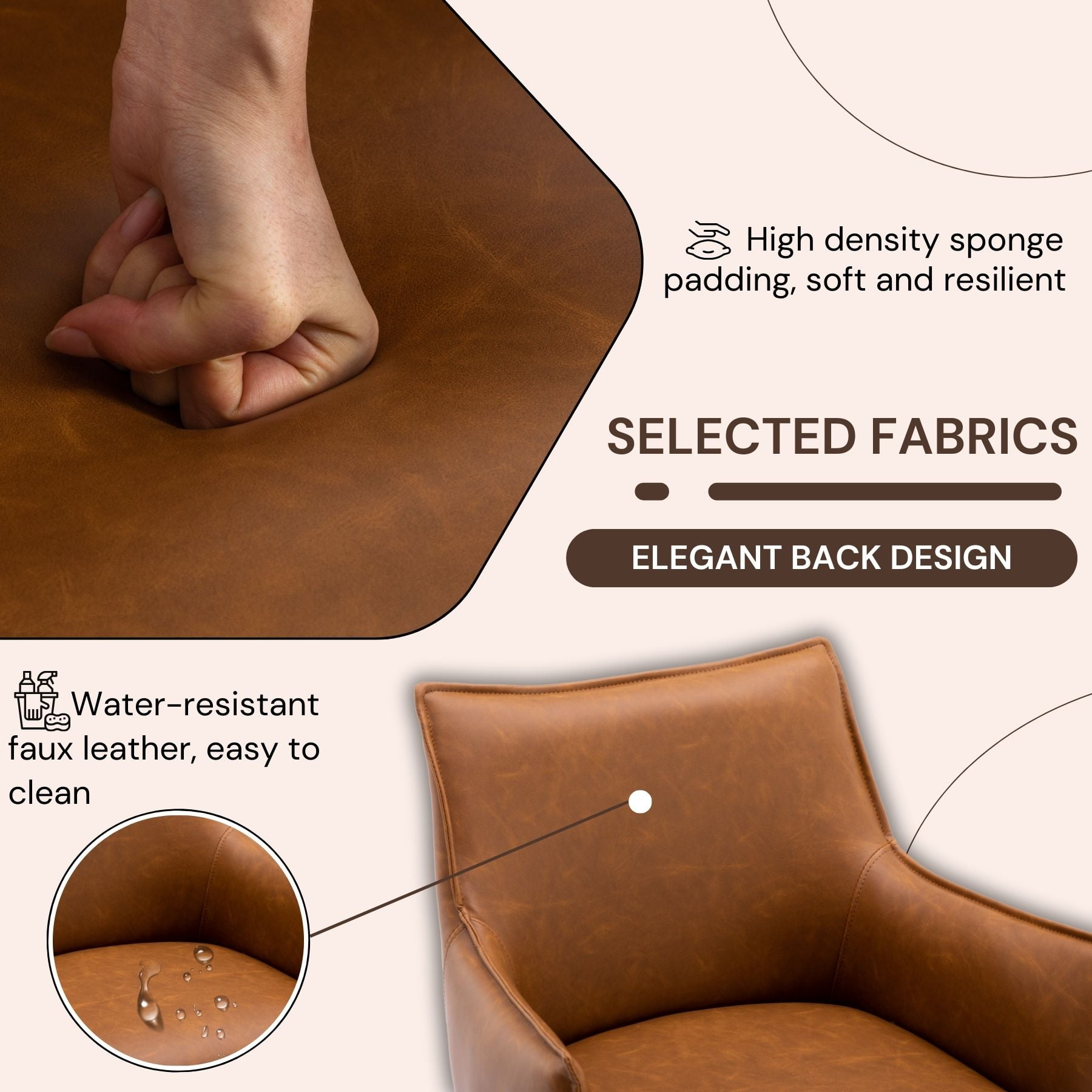 Dayalane 30" Bar Stools Set of 2, Modern Faux Leather Upholstered Barstools with Back and Footrest, Kitchen Island Bar Stools with Armrests for Pub Home Bar Dining Room Bistro, Brown