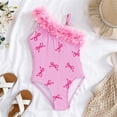 thumbnail image 6 of REDARER Girls One Piece Swimsuit Stripe Bow Print with 3D Floral Ruffle Swimwear,4-5 Years, 6 of 6