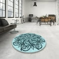 thumbnail image 4 of Ahgly Company Tapis Rond Lavable en Machine Intérieur Transitionnel Bleu Électrique, 7 Pieds Rond, 4 of 7