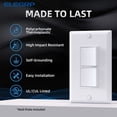 thumbnail image 2 of ELEGRP Decorator Double Rocker Light Switch, Two Single Pole Electrical Paddle, 15A 120V, in-Wall On/Off, Self-Grounding, Wall Plate Included, UL Listed (1 Pack, Glossy White), 2 of 7