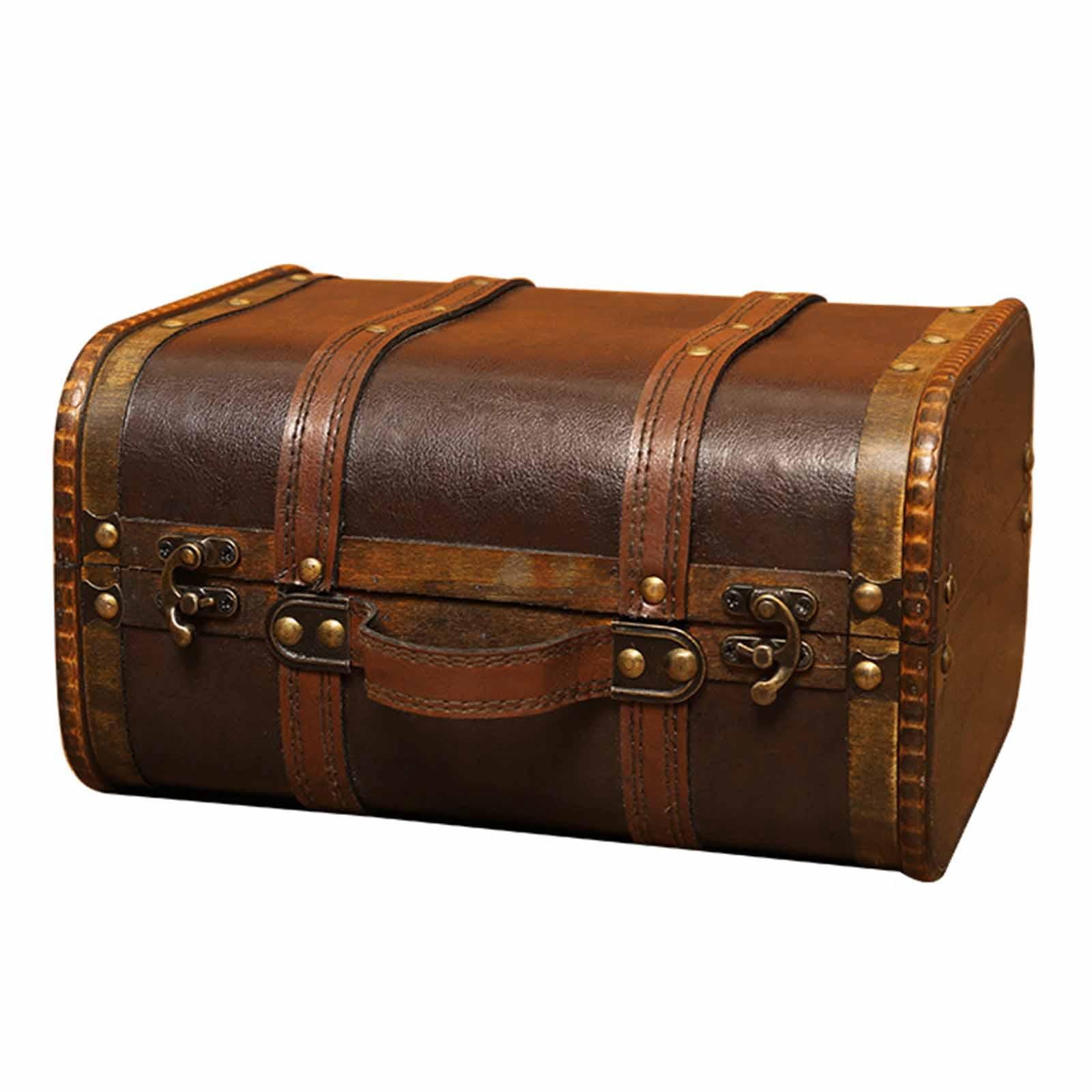 Wooden Trunk Treasure Chest Decorative Retro Style with Lock for Studio Photography Props Clothing Stores