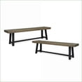 thumbnail image 2 of Outdoor Benches, Rustic Modern Acacia Wood Set of 2 - Sandblast Gray & Black | Patio Backyard | Grey+Black | Acacia Wood, 2 of 13