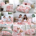 thumbnail image 5 of 3 Piece Red Pink Flowers Duvet Cover Set Queen Size,Microfiber Comforter/Quilt Cover with Corner Ties and 2 Pillowcases,Watercolor Summer Botanical Floral All Season Soft Bedding with Zipper Closure, 5 of 8