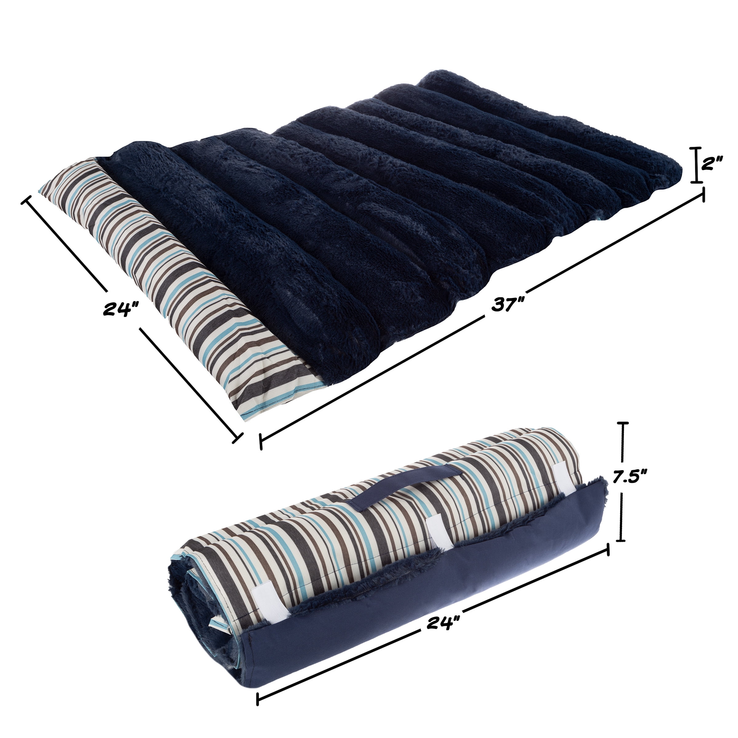 PETMAKER Outdoor Travel Dog Bed 37" x 24" Memory Foam with Carry Handle, Blue Solid