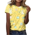 thumbnail image 1 of Pisexur Hauts pour Femmes Blouses Décontractées Élégantes Imprimé de Pâques Manches Courtes Col Rond, Grande Taille Multicolore, TG, 1 of 1