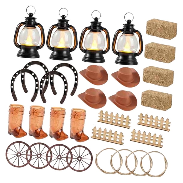 Decoración para fiestas con temática vaquera, decoración , sombreros de vaquero, rueda de carreta, linterna pequeña, versátil, centro de