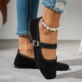 thumbnail image 6 of HXWCHs Women's Casual Low Heel On Shoes with Square toe and Retro Ankle Strap for Comfortable Everyday Walking 9 Black, 6 of 8