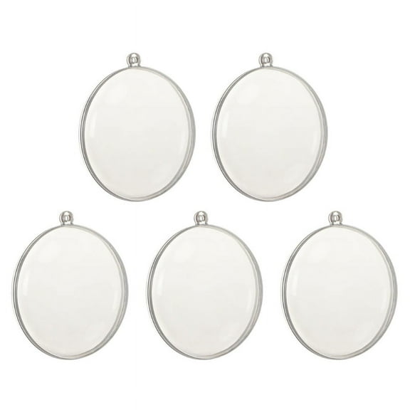 5Pcs Oblate Shape Clear Plastic Ornament DIY Christmas Fillable Hanging Ball