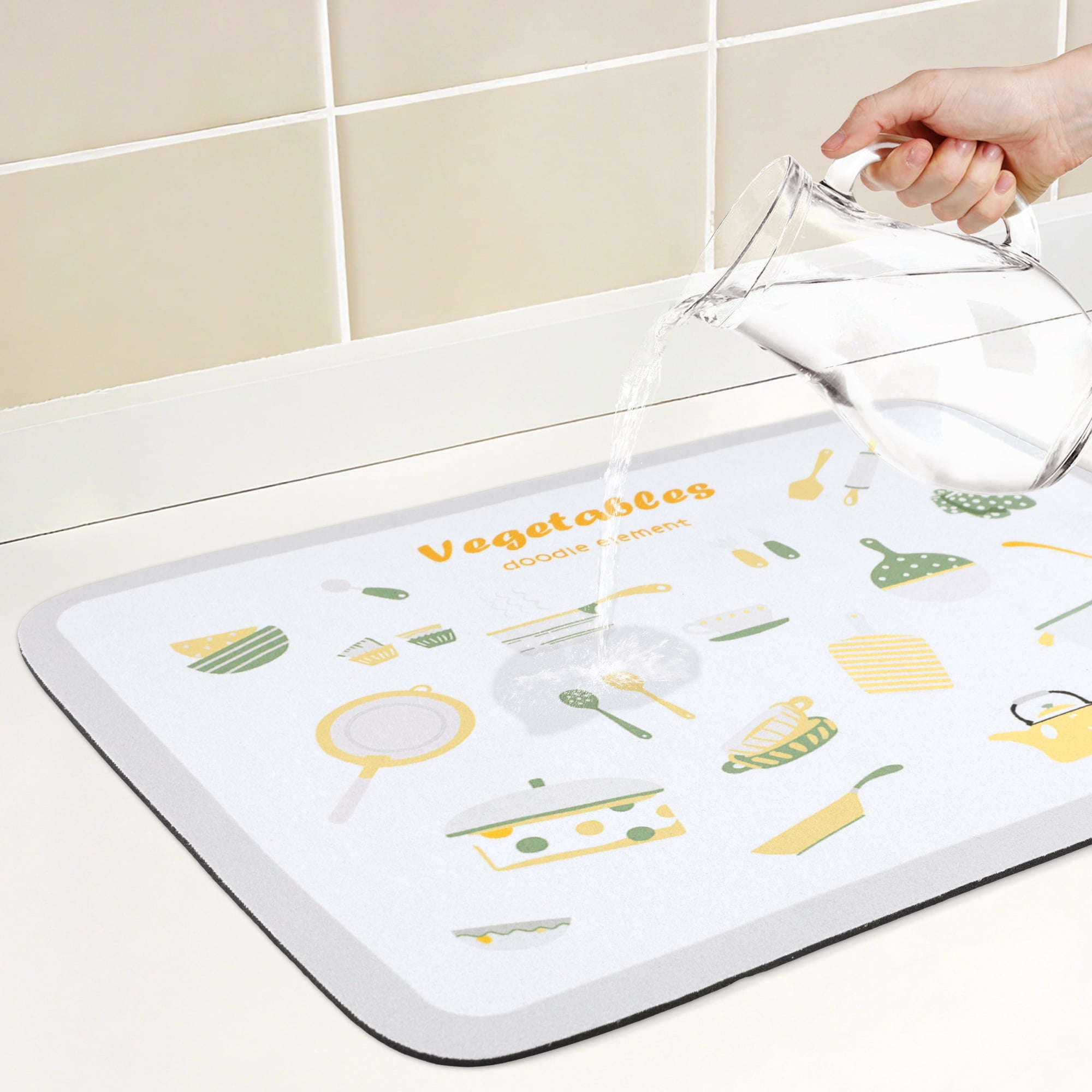 Unique Bargains Diatomaceous Stone Dish Drying Mat for Kitchen Beige 19.7*15.7 inch