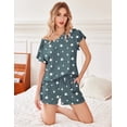 thumbnail image 3 of Ekouaer Womens Lounge Sets Comfy 2 Piece Sleepwear V Neck Cute Pajamas Shorts Set for Summer Pjs, 3 of 5