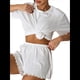 thumbnail image 2 of Conjunto de Pijama Informal Holgado con Ribete de Encaje para Mujer, 2 Piezas, Camiseta de Corta con Cuello Redondo y Pantalones Cortos, Color Cremoso M, 2 of 10