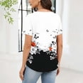 thumbnail image 6 of Tops for Women Short Sleeves Printed Round-neck Summer Button Pullover Top White XL, 6 of 8