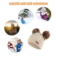 thumbnail image 2 of Linyer Scarf Kids Hat and Gloves Set Knitted Beanie Cap Delicate Children's Products Stretchable Cold Weather Comfortable Cute Pompom brown pom ball beige, 2 of 4
