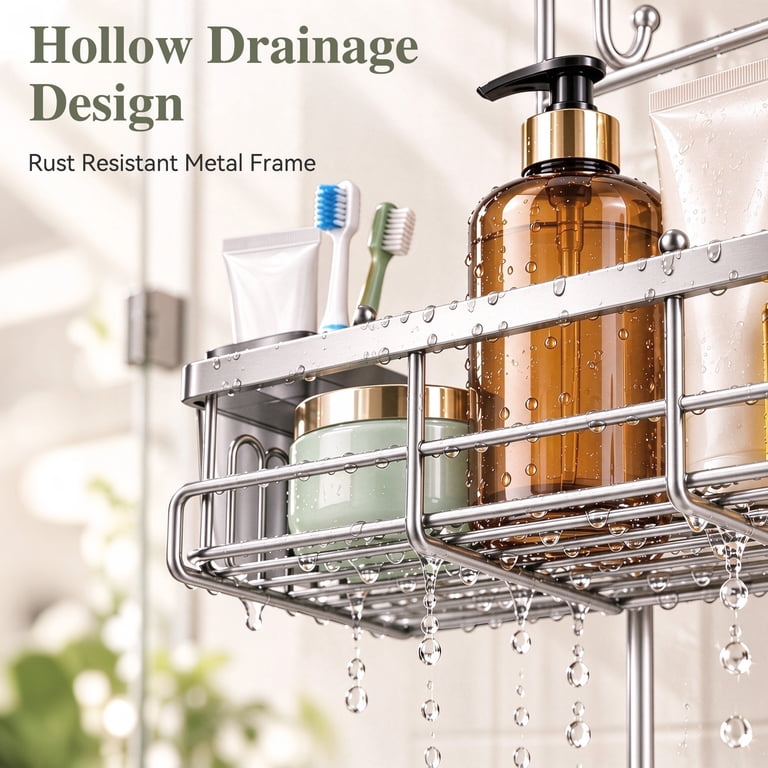 TINANA Over-The-Door Shower Caddy, Stainless Steel, Silver photo 4