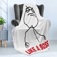 thumbnail image 4 of Meme Soft Flannel Fleece Throw Blanket, Funny Simple Stickman with Cool Expression and Like a Boss Typography, Cozy Plush for Indoor and Outdoor Use, 50" x 60", Black Vermilion, by Ambesonne, 4 of 5