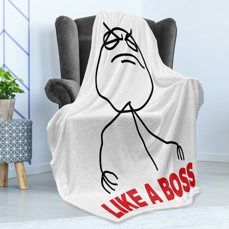 Meme Soft Flannel Fleece Throw Blanket, Funny Simple Stickman with Cool  Expression and Like a Boss Typography, Cozy Plush for Indoor and Outdoor  Use, 50 x 70, Black Vermilion, by Ambesonne 