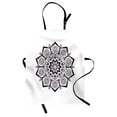 thumbnail image 1 of Mandala Apron, Oriental Pattern with Monochromatic Abstract Floral Motif Art, Unisex Kitchen Bib with Adjustable Neck for Cooking Gardening, Adult Size, Charcoal Grey and White, by Ambesonne, 1 of 4