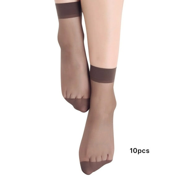 TELOLY 10 Pairs Ankle-Nylon Socks for Women - Sheer Pantyhose Socks