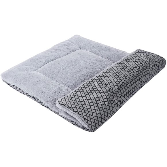 Colchón para perros, colchón para mascotas, manta para perros XZ014 (M (75 x 50 cm), felpa corta gris)