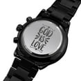 thumbnail image 2 of God Is Love Engraved Bible Verse Men's Watch Multifunction Stainless Steel W Copper Dial, 2 of 20