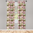 thumbnail image 3 of Ambesonne Lotus Window Curtains, Pink Flowers, Each 28" W x 63" L, Pink Ivory and Green, 3 of 5