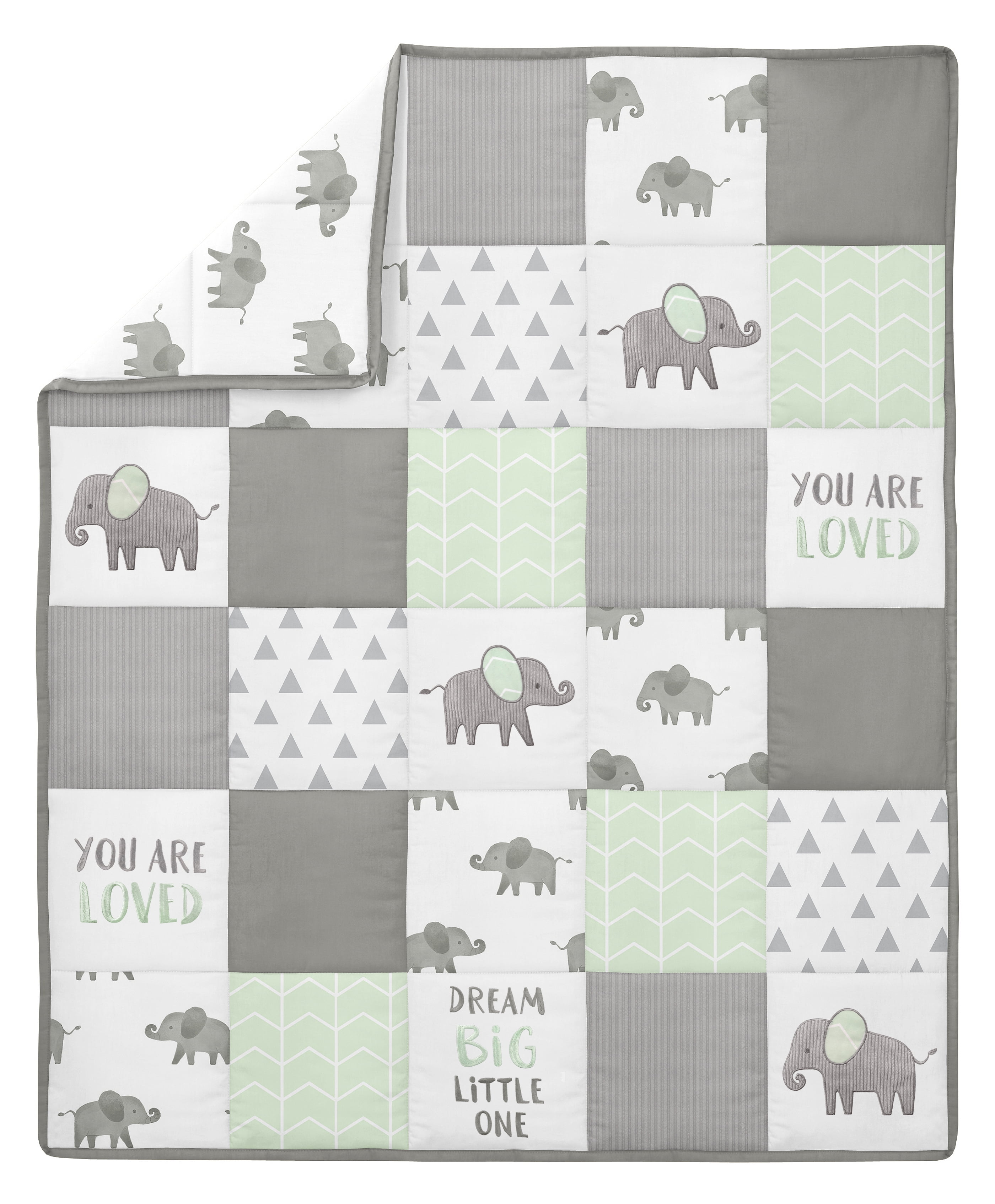 Sweet Jojo Designs Elephant Green Grey and White 4 Piece Crib Bedding Set Walmart